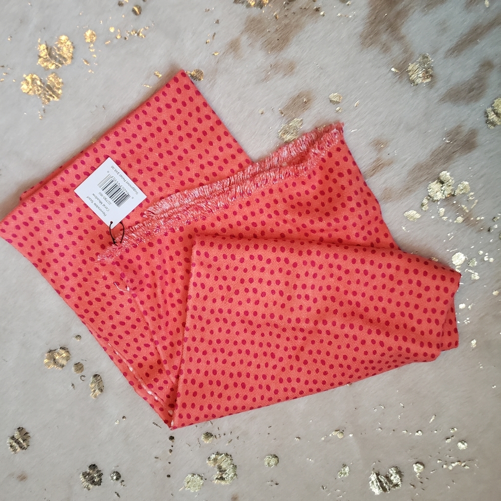 NWT Vera Bradley Blanket Scarf Coral Polka Dot